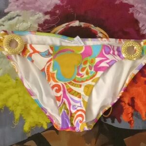 Trina Turk Multicolor Bikini Bottom with Gold Accents